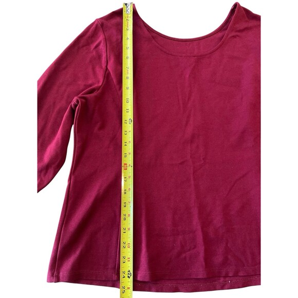 Talbots Knit Blouse Size XL Crimson Ruby Red Burgundy Flared Long Sleeve Top - Picture 6 of 8